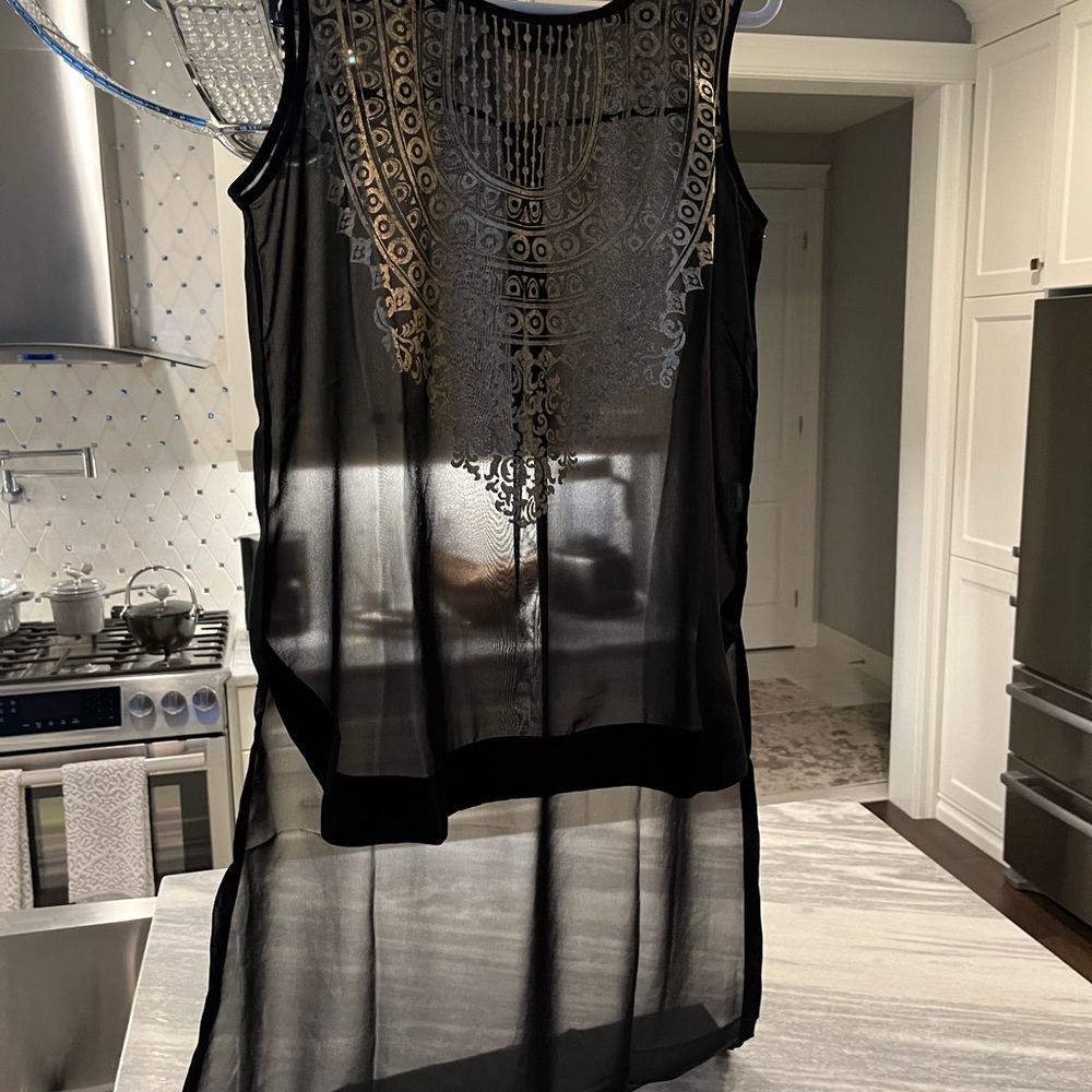 Varanga Beach cover or top for vacation size large sheet with gold stencilling